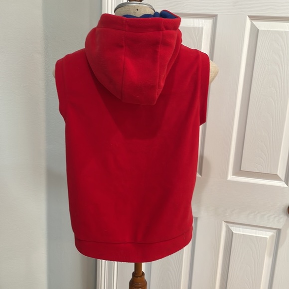 Vintage 90s Gap fleece vest hoodie red full zipper pockets women’s size M medium - Picture 9 of 12